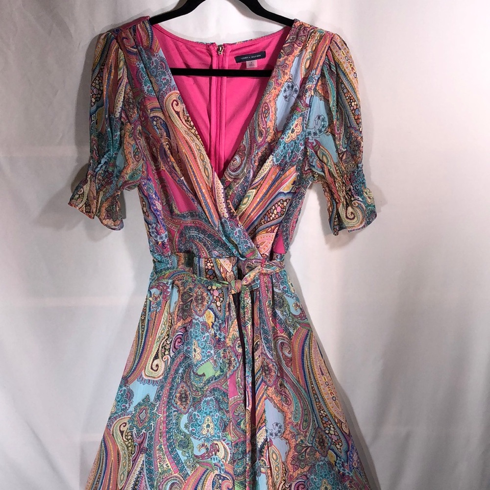 NWOT Tommy Hilfiger Colorful Sheer Paisley Spring Dress Sz 8 - Picture 11 of 11